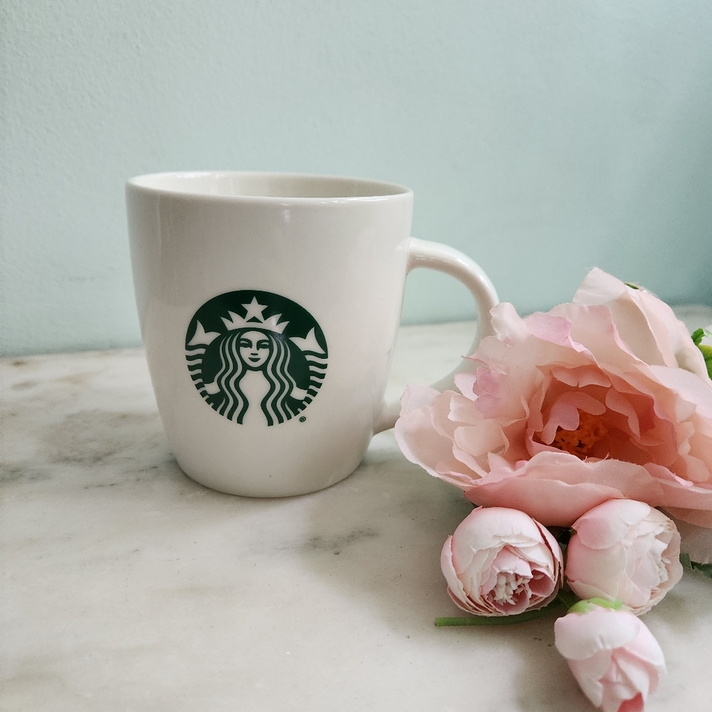 Starbucks Classic 12oz Coffee Mug White Ceramic Green Mermaid